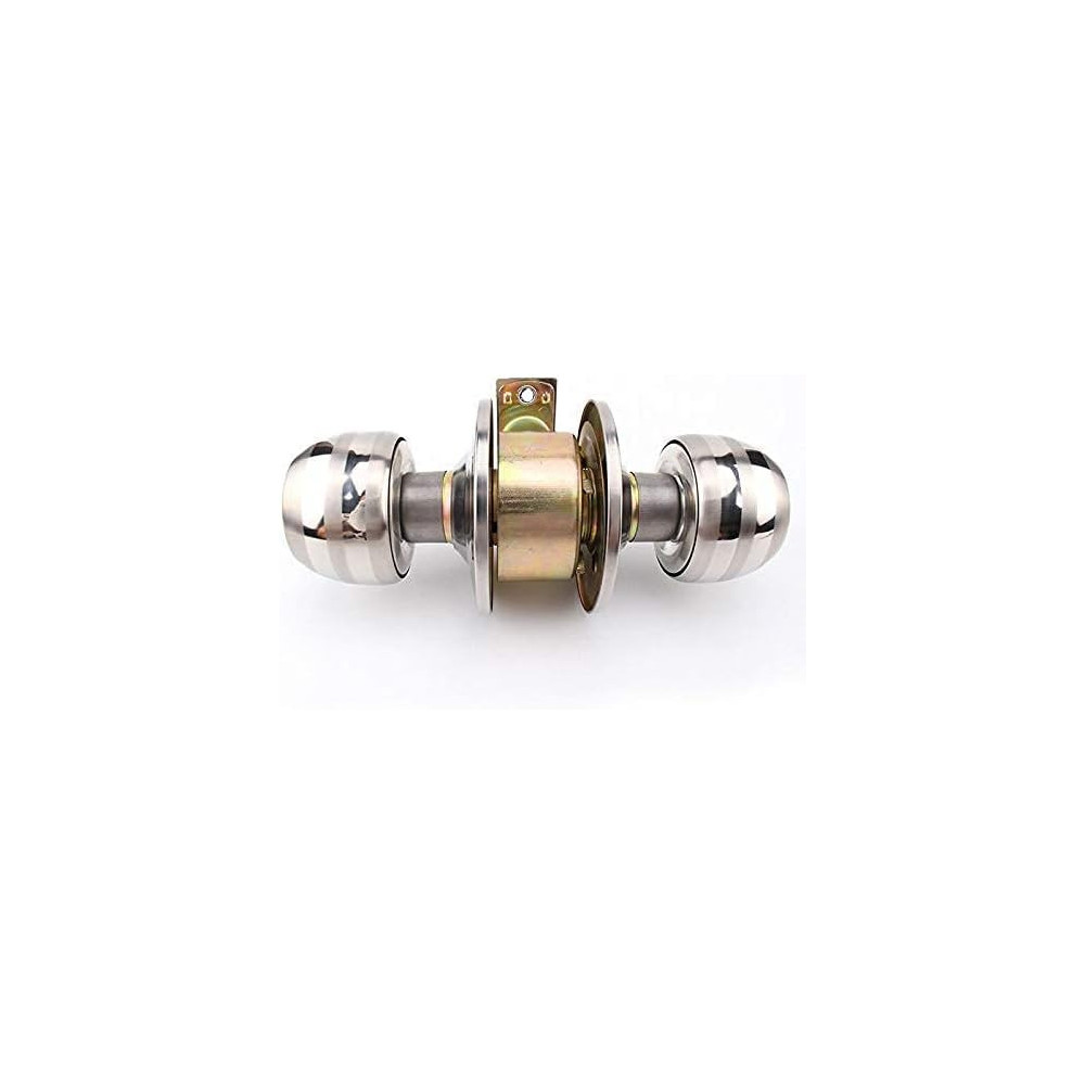 Abbasali Round Lock Combo Entry Lock Set, Door Knob and Single Cylinder Deadbolt, Silver