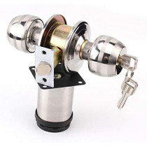 Abbasali Round Lock Combo Entry Lock Set, Door Knob and Single Cylinder Deadbolt, Silver