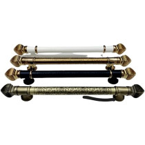 Abbasali Modern Wooden and Glass Door Handles Set of 2, Flo tar Carvin, 800mm, Black