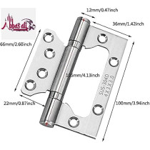Abbasali Milano 4 Inchx3 Inchx3mm Ball Bearing Door Hinges, Heavy Duty Stainless Steel, Pack of 1