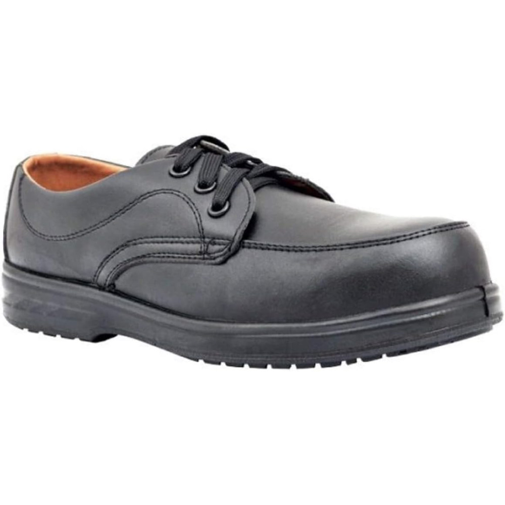 Abbasali Mens Black Leather Safety Shoes, Breathable And Lightweight, Steel Toe, Slip Resistant, Size 44