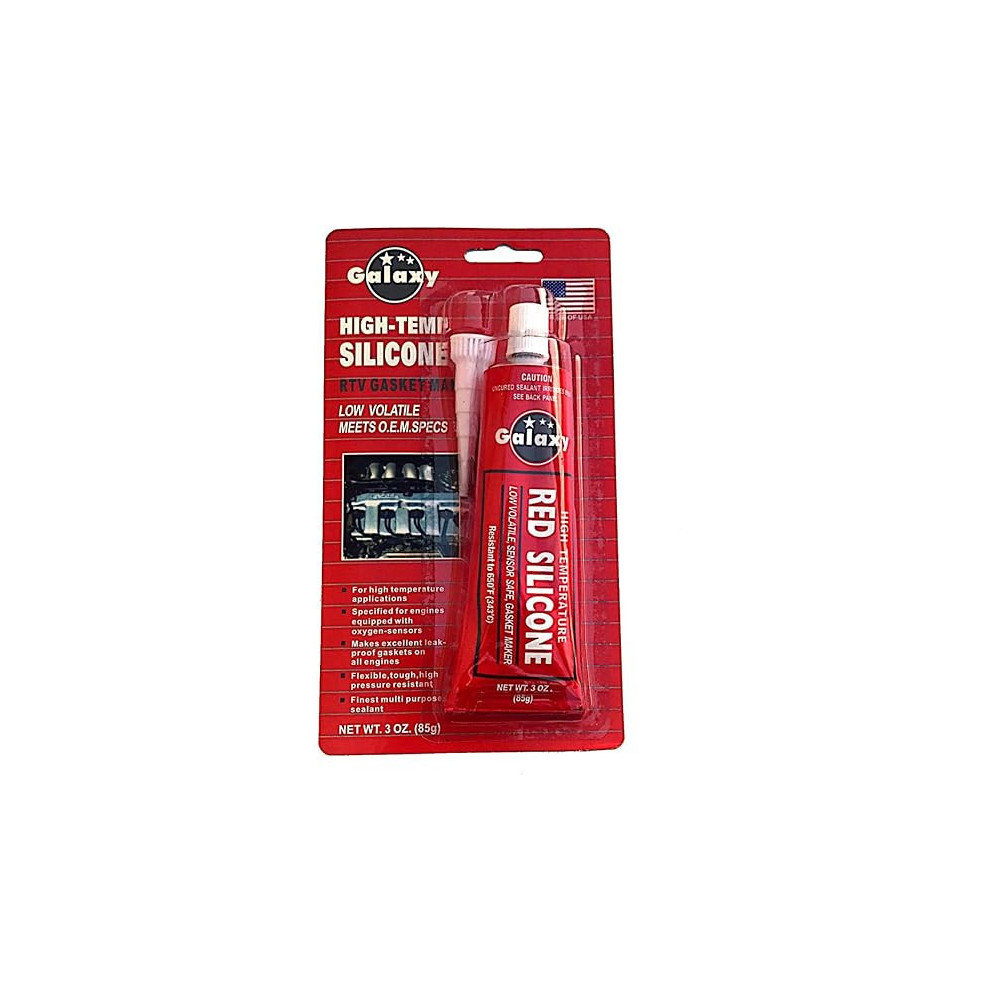 Galaxy High Temperature 650F, 343C Silicone RTV Gasket Maker 85g Red, Reliable Gasket Maker for High-Heat Applications