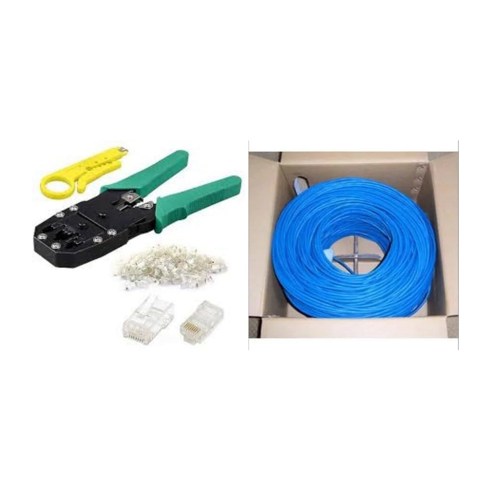 Abbasali RJ45 Cable Crimping Tool 3 in 1 with 50pcs RJ45 Connectors And Cat6 Cable, 50m