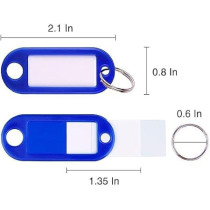 Abbasali Key Tags 100 Pack, Tough Plastic ID Labels with Split Ring And White Label