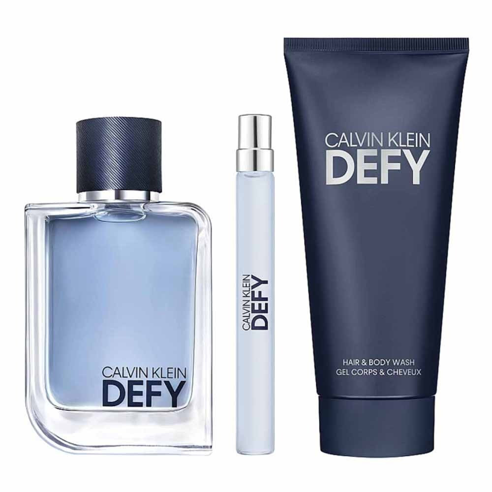 Calvin Klein Defy For Men Set Eau De Toilette 100Ml + Eau De Toilette 10Ml + Hair And Body Wash 100 Ml