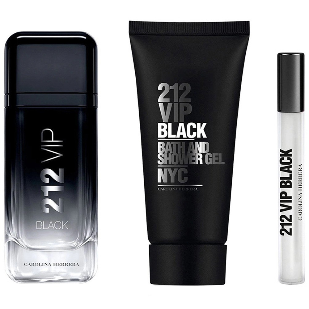Carolina Herrera 212 Vip Black (M) Set Edp 100Ml + Edp 10Ml + Bath And Sg 100Ml
