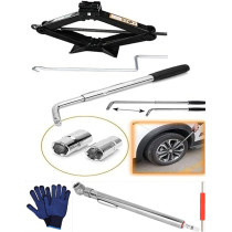 Abbasali Car Breakdown/Emergency Spare Kit, 2 Tonne Scissor Jack And Extendable Wheel Brace Wrench, Gloves, Valve Core Remover And Tire Pressure Gauge for Van, SUV, and Truck