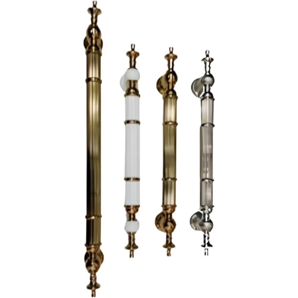 Abbasali Modern Wooden and Glass Door Handle Set, 2 Pieces, 400mm, Silver