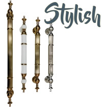 Abbasali Modern Wooden and Glass Door Handle Set, 2 Pieces, 400mm, Silver