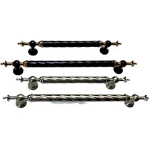 Abbasali Stylish Wooden and Glass Door Handle Set, 2 Pieces, Model GULLE, 300mm, Silver