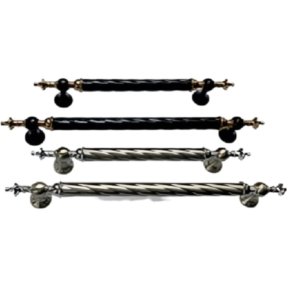 Abbasali Stylish Wooden and Glass Door Handle Set, 2 Pieces, Model GULLE, 300mm, Silver
