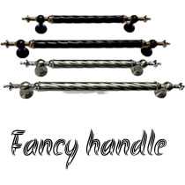 Abbasali Stylish Wooden and Glass Door Handle Set, 2 Pieces, Model GULLE, 300mm, Silver