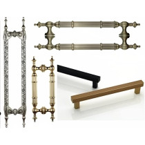 Abbasali Wooden And Glass Door Handles, Set of 2, 400mm, Silver