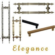 Abbasali Wooden And Glass Door Handles, Set of 2, 400mm, Silver