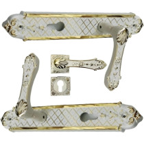 Abbasali Wooden Door Handle And Lock Set, Sultan Model, White Gold