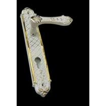 Abbasali Wooden Door Handle And Lock Set, Sultan Model, White Gold