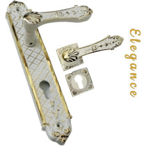Abbasali Wooden Door Handle And Lock Set, Sultan Model, White Gold