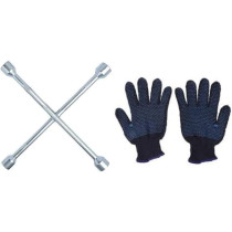 Abbasali Universal Heavy Duty 4 Way Cross Lug Wrench Set with Safety Gloves