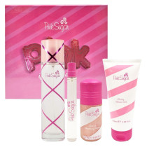 Aquolina Pink Sugar Pink Is In The Air For Women Set Eau De Toilette 100ml + Shimmering Roll-On 50ml + Eau De Toilette 10ml + Shower Gel 100ml