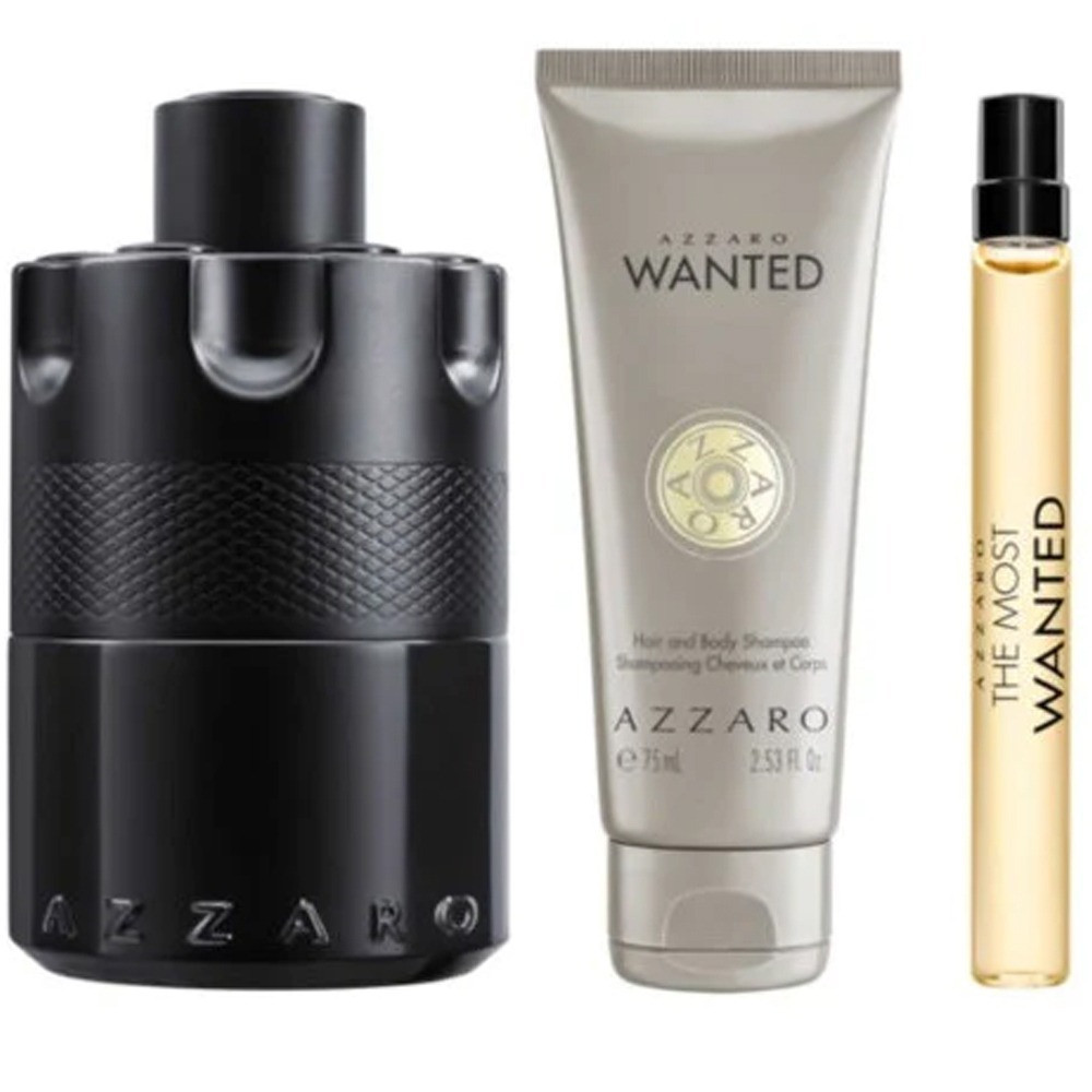 Azzaro The Most Wanted For Men Set Parfum 100Ml + Parfum 10Ml + Hair And Body Shampoo 75Ml
