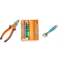 Abbasali Basic Home Kit, Combination Plier And 5 Pieces Screwdriver, Multicolour, Heavy Duty Adjustable Wrench, 250mm