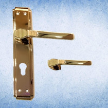 Abbasali Wooden Door Handle for Entrance and Interior Doors, EBRU Plate Model, Gold