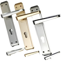 Abbasali Wooden Door Handle for Entrance and Interior Doors, DED Plate N16 KO19, Gold