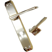 Abbasali Wooden Door Handle for Entrance and Interior Doors, Model NEHIR Plate, Silver