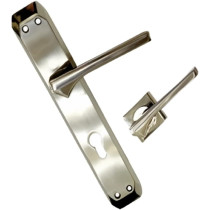 Abbasali Wooden Door Handle for Entrance and Interior Doors, Model NEHIR Plate, Silver