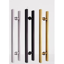 Abbasali Pull Handle for Glass and Wooden Sliding Doors, H Type, Square 38x25, 800mm, Silver, Easy Installation