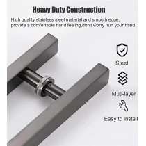 Abbasali Pull Handle for Glass and Wooden Sliding Doors, H Type, Square 38x25, 800mm, Silver, Easy Installation