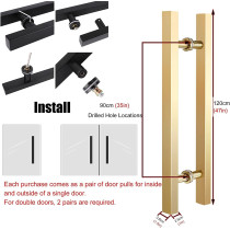 Abbasali Pull Handle for Glass and Wooden Sliding Doors, H Type, Square 38x25, 800mm, Silver, Easy Installation