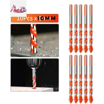 Abbasali 10pcs Ceramic Tile Drill Bit Set, Ideal for Tile, Brick, Glass, Plastic, Wood, and Concrete, 10mm
