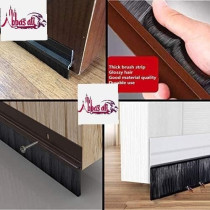 Abbasali Door Bottom Brush Seal with Screw for Exterior/Interior Doors, 100cm, Brush Brown, Pack of 3pcs, Insulation and Soundproofing
