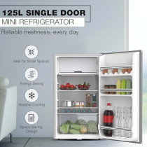 Nikai 125L Gross Capacity Single Door Refrigerator (90L Net Capacity) Mini Refrigerator, NRF125SS1 - Silver