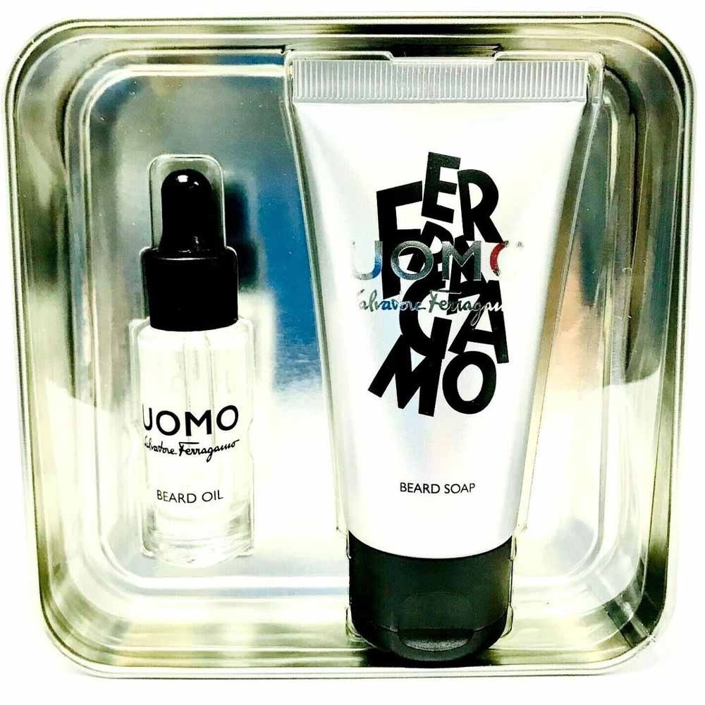 Salvatore Ferragamo Uomo Mini Beard Kit For Men ( Oil 5Ml Plus Soap 50Ml )
