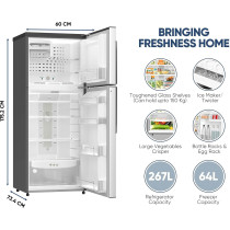 Nikai 500L Gross/319L Net, Double Door Refrigerator, NO FROST Top Mount Fridge, R600A Power Saving, CFC Free, Best for Home & Office, High-Cooling Inverter Compressor, MADE IN INDIA – NRF500FSS