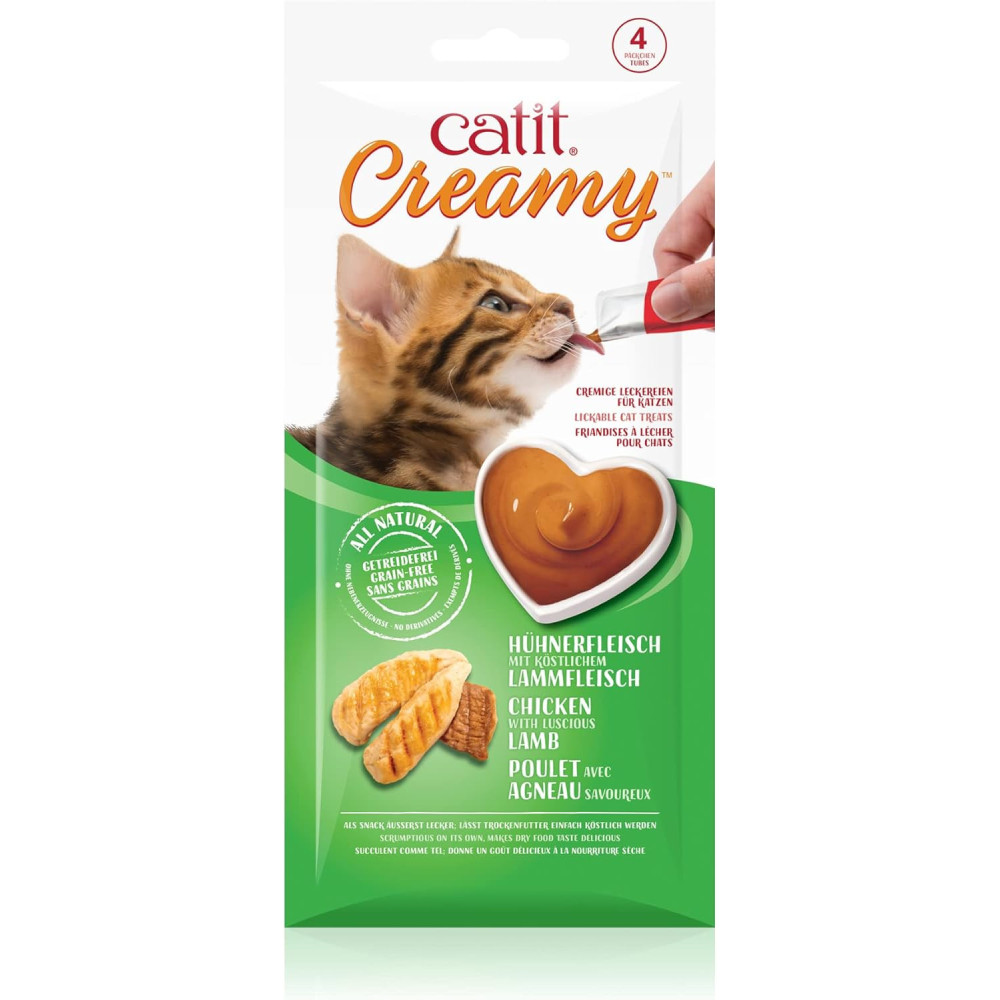 Catit Creamy Lickable Treats For Cat Chicken & Lamb Flavor 4 * 10G