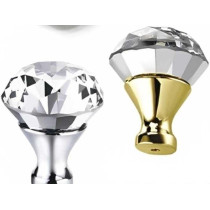 Abbasali Set of 2 Clear Glass Crystal Cabinet Knobs, Gold Half Diamond Design