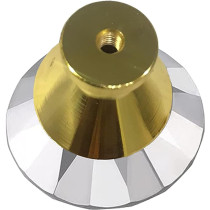 Abbasali Set of 2 Clear Glass Crystal Cabinet Knobs, Gold Half Diamond Design