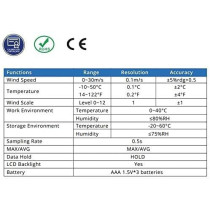 Gazelle G9407 Mini Anemometer and Thermometer, Portable Airflow and Temperature Tester