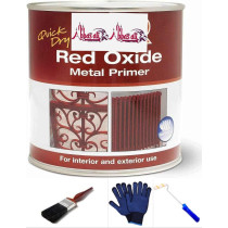 Abbasali Red Oxide Metal Primer, 3.6L, Interior And Exterior Metal Treatment with 3 Inch Brush And 4 Inch Roller