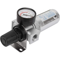 Abbasali Single Air Compressor Moisture Water Trap Filter Regulator with Mount Connection, Adjustable Pressure Control for Air Compressors, 1/4 Inch