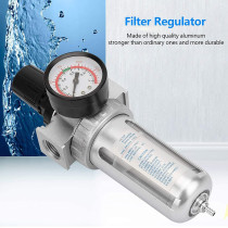 Abbasali Single Air Compressor Moisture Water Trap Filter Regulator with Mount Connection, Adjustable Pressure Control for Air Compressors, 1/4 Inch