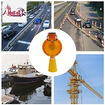 Abbasali Roadway Safety Solar Warning Flashing Traffic Cone LED Light, Solar Powered for Enhanced Road Visibility
