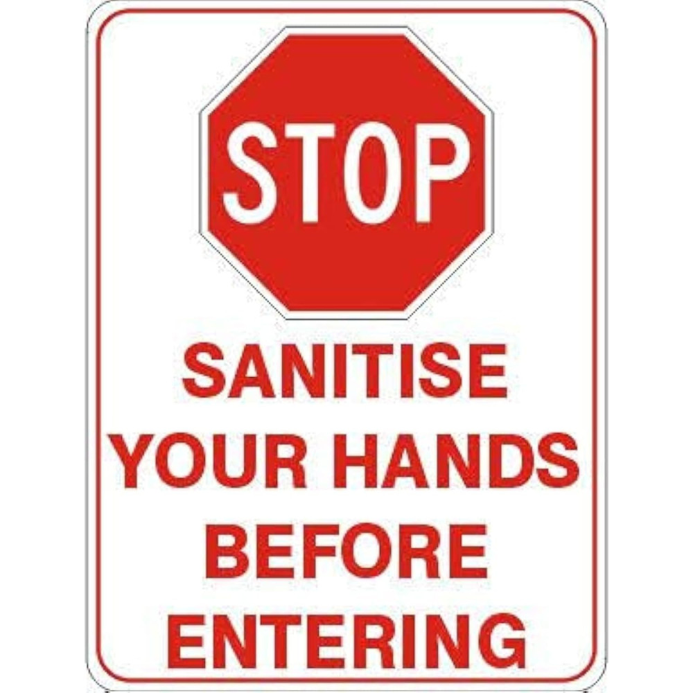 Abbasali Stop, Sanitize Your Hands Before Entering, Safety Sticker, Pack of 3 Pcs for Hygiene Compliance