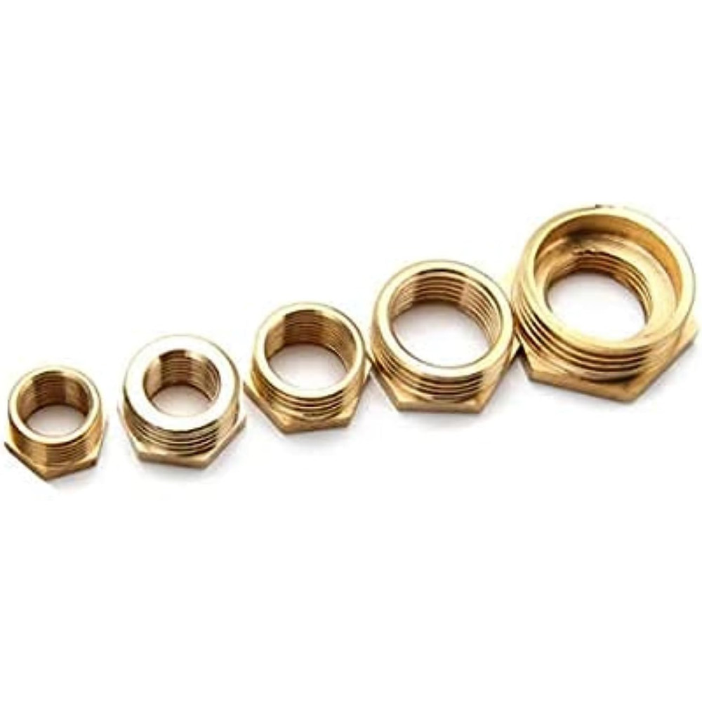 Abbasali Pack of 2 Brass Reducer BSP Male Thread to BSP Female Thread Reducing Bush Hex Reducer Bushing Hose Pipe Fitting Connector Adapter, 3/4 X1/2 Inch, Versatile and Durable