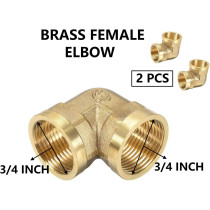 Abbasali 2pcs Set Brass Multi Purpose Hose Fittings with BSP Thread, Female Elbow, 3/4 Inch, Versatile and Strong
