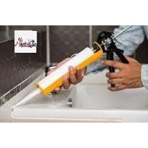 Abbasali Silicon Sealant Standard Quality for Repairing Uses in Bathrooms, Doors, and Fixing Items, Includes 1pc Silicon Gun, Pack of 24, White