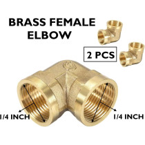 Abbasali 2pcs Set Brass Multi-Purpose Hose Fittings with BSP Thread, Female Elbow, 1/4 Inch, Versatile and Strong Pipe Connectors